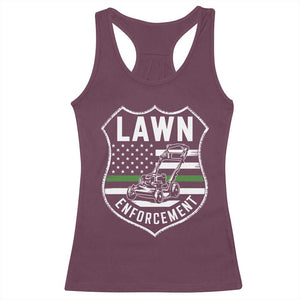 Funny Lawn Enforcement Racerback Tank Top Gardening Lawn Mower American Flag TS11 Maroon Print Your Wear