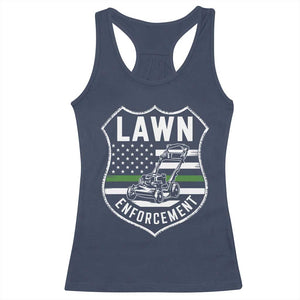 Funny Lawn Enforcement Racerback Tank Top Gardening Lawn Mower American Flag TS11 Navy Print Your Wear