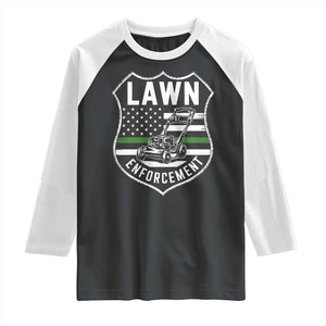 Funny Lawn Enforcement Raglan Shirt Gardening Lawn Mower American Flag TS11 Black White Print Your Wear
