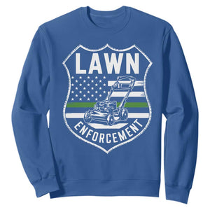 Funny Lawn Enforcement Sweatshirt Gardening Lawn Mower American Flag TS11 Royal Blue Print Your Wear