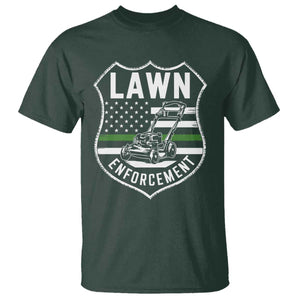 Funny Lawn Enforcement T Shirt Gardening Lawn Mower American Flag TS11 Dark Forest Green Print Your Wear