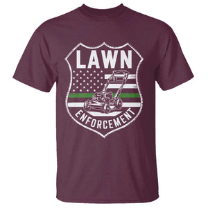 Funny Lawn Enforcement T Shirt Gardening Lawn Mower American Flag TS11 Maroon Print Your Wear