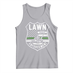 Funny Lawn Enforcement Tank Top Gardening Lawn Mower American Flag TS11 Athletic Heather Print Your Wear