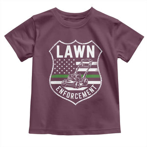 Funny Lawn Enforcement Toddler T Shirt Gardening Lawn Mower American Flag TS11 Maroon Print Your Wear