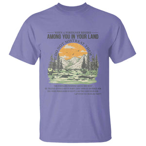 When A Foreigner Resides Among You In Your Land Do Not Mistreat Them T Shirt Bible Verse TS11 Violet Print Your Wear