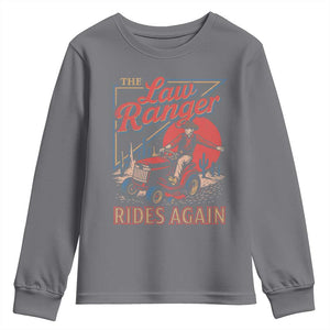 Funny The Lawn Ranger Rides Again Youth Sweatshirt Lawn Tractor Mowing Cowboy TS11 Charcoal Print Your Wear