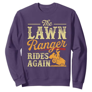 Funny The Lawn Ranger Rides Again Sweatshirt Lawn Tractor Mowing Western Cowboy TS11 Purple Print Your Wear