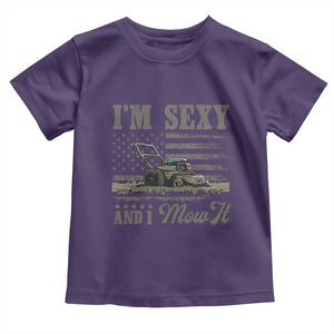Funny I Am Sexy And I Mow It Toddler T Shirt Gardening Lawn Mower American Flag Fathers Day TS11 Purple Print Your Wear