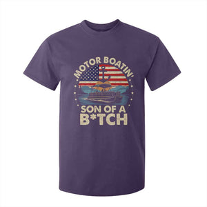 Funny Motor Boat Captain T Shirt For Kid Motor Boatin' Son Of A Bitch American Flag TS11 Purple Print Your Wear