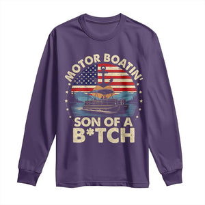 Funny Motor Boat Captain Long Sleeve Shirt Motor Boatin' Son Of A Bitch American Flag TS11 Purple Print Your Wear