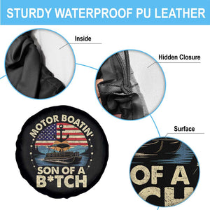 Funny Motor Boat Captain Spare Tire Cover Motor Boatin' Son Of A Bitch American Flag TS11 Print Your Wear