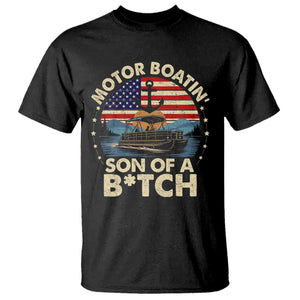 Funny Motor Boat Captain T Shirt Motor Boatin' Son Of A Bitch American Flag TS11 Black Print Your Wear