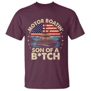 Funny Motor Boat Captain T Shirt Motor Boatin' Son Of A Bitch American Flag TS11 Maroon Print Your Wear