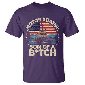 Funny Motor Boat Captain T Shirt Motor Boatin' Son Of A Bitch American Flag TS11 Purple Print Your Wear