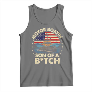 Funny Motor Boat Captain Tank Top Motor Boatin' Son Of A Bitch American Flag TS11 Black Heather Print Your Wear