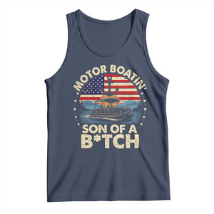 Funny Motor Boat Captain Tank Top Motor Boatin' Son Of A Bitch American Flag TS11 Navy Print Your Wear