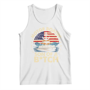 Funny Motor Boat Captain Tank Top Motor Boatin' Son Of A Bitch American Flag TS11 White Print Your Wear