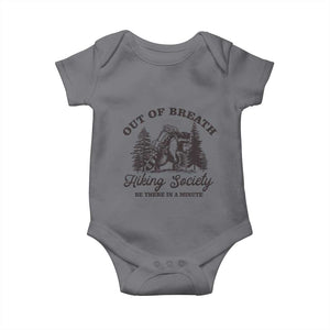 Funny Raccoon Outdoor Mountain Hiker Baby Onesie Out Of Breath Hiking Society Be There In A Minute TS11 Charcoal Print Your Wear