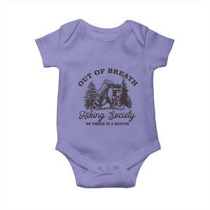 Funny Raccoon Outdoor Mountain Hiker Baby Onesie Out Of Breath Hiking Society Be There In A Minute TS11 Violet Print Your Wear