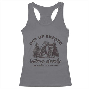 Funny Raccoon Outdoor Mountain Hiker Racerback Tank Top Out Of Breath Hiking Society Be There In A Minute TS11 Charcoal Print Your Wear