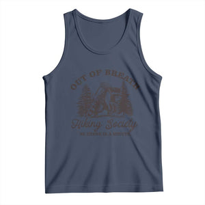 Funny Raccoon Outdoor Mountain Hiker Tank Top Out Of Breath Hiking Society Be There In A Minute TS11 Navy Print Your Wear
