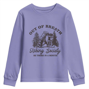 Funny Raccoon Outdoor Mountain Hiker Youth Sweatshirt Out Of Breath Hiking Society Be There In A Minute TS11 Violet Print Your Wear