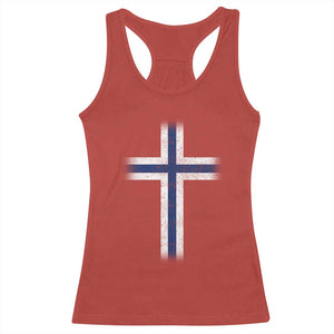 Norway Flag Distressed Nordic Symbol Norwegian Fans Racerback Tank Top
