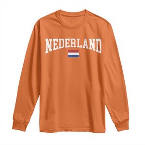 Nederland Sports Throwback Design Long Sleeve Shirt Vintage Dutch Holland Flag Soccer Jersey Style