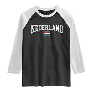 Nederland Sports Throwback Design Raglan Shirt Vintage Dutch Holland Flag Soccer Jersey Style