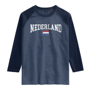 Nederland Sports Throwback Design Raglan Shirt Vintage Dutch Holland Flag Soccer Jersey Style