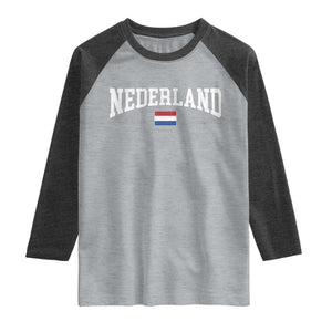 Nederland Sports Throwback Design Raglan Shirt Vintage Dutch Holland Flag Soccer Jersey Style