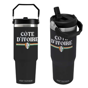 Côte D Ivoire Flip Straw Tumbler Flag of Ivory Coast Elephant Crest Football