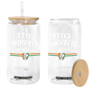 Côte D Ivoire Glass Can Flag of Ivory Coast Elephant Crest Football