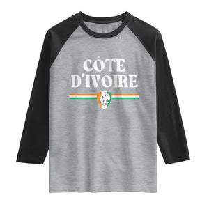Côte D Ivoire Raglan Shirt Flag of Ivory Coast Elephant Crest Football