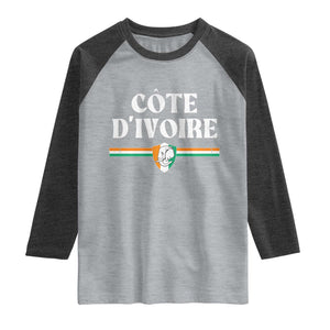 Côte D Ivoire Raglan Shirt Flag of Ivory Coast Elephant Crest Football