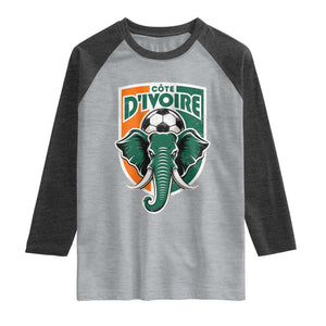 Côte D'ivoire Classic Ivory Coast Elephant Football Raglan Shirt Ivorians Pride