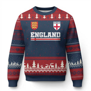 England Three Lions Symbol Red Cross Athletic Jersey Style Ugly Christmas Sweater