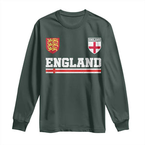 England Three Lions Symbol Red Cross Athletic Jersey Style Long Sleeve Shirt