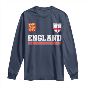 England Three Lions Symbol Red Cross Athletic Jersey Style Long Sleeve Shirt