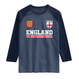 England Three Lions Symbol Red Cross Athletic Jersey Style Raglan Shirt