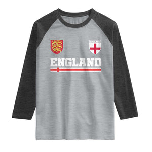 England Three Lions Symbol Red Cross Athletic Jersey Style Raglan Shirt