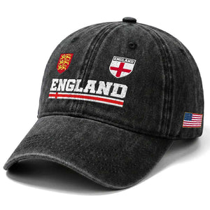 England Three Lions Symbol Red Cross Athletic Jersey Style Washed Cotton Baseball Cap