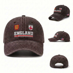 England Three Lions Symbol Red Cross Athletic Jersey Style Washed Cotton Baseball Cap