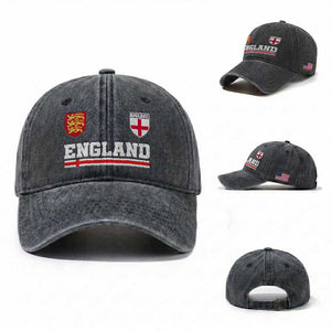 England Three Lions Symbol Red Cross Athletic Jersey Style Washed Cotton Baseball Cap