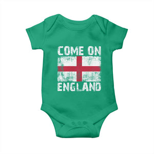 Come On England Baby Onesie Vintage St George Cross Flag Football Fan