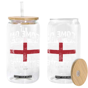 Come On England Glass Can Vintage St George Cross Flag Football Fan