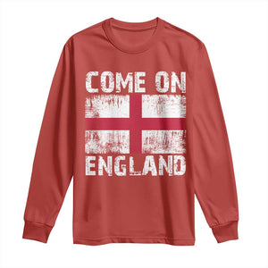 Come On England Long Sleeve Shirt Vintage St George Cross Flag Football Fan