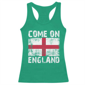 Come On England Racerback Tank Top Vintage St George Cross Flag Football Fan
