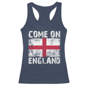 Come On England Racerback Tank Top Vintage St George Cross Flag Football Fan