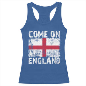 Come On England Racerback Tank Top Vintage St George Cross Flag Football Fan
